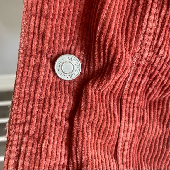 PacSun Faux Fur Collar Corduroy Oversized Jacket in Rust - Picture 9 of 14